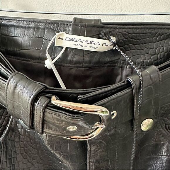 ALESSANDRA RICH Croc-effect Leather Pants - Picture 6 of 13